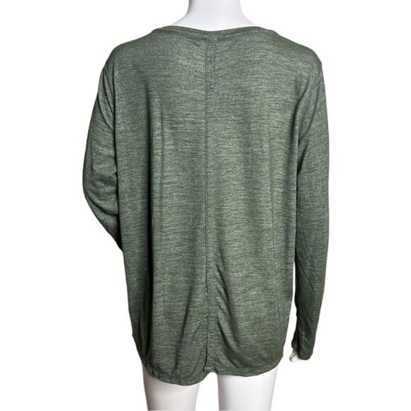 Athleta Shirt Womens Small Green Odyssey Scoop Neck Top Split Back Athleisure - Picture 3 of 7